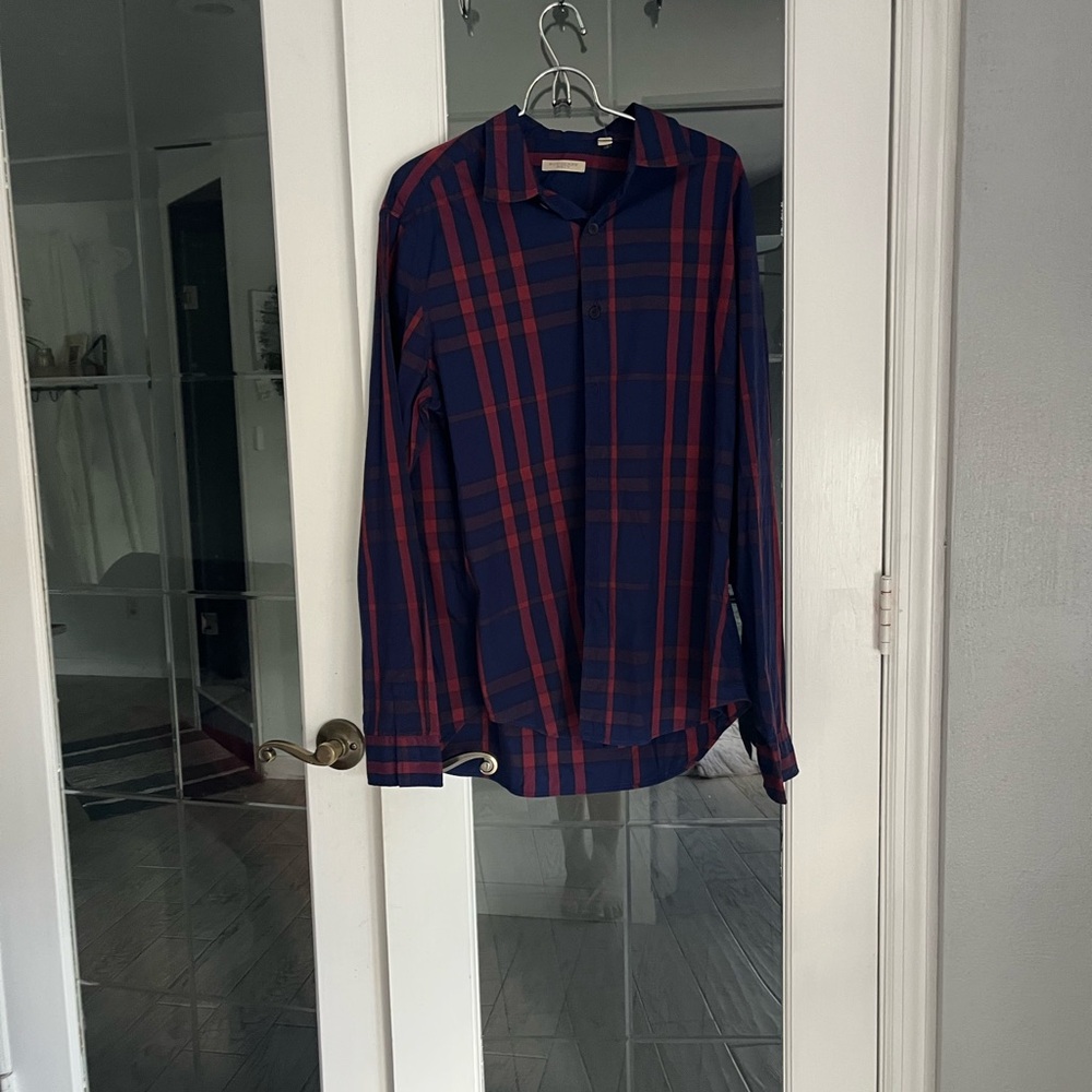Burberry Navy and Red Checkered Shirt